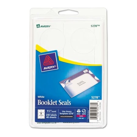 Avery Avery Booklet Seals, 1-1/2" Diameter, White, 240/Pack 5278